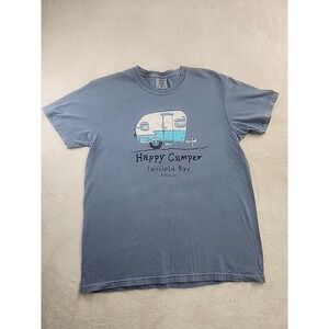 Happy Camper Comfort Color Blue Tshirt Size Medium
